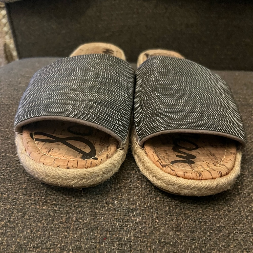 Sam Edelman Aluna Slide Sandals 
Textured Slide Pewter Metal 8